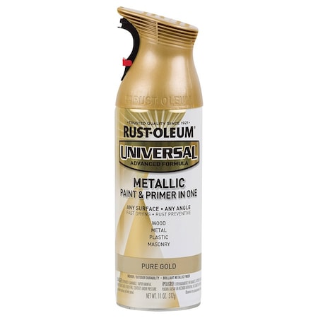 Universal 11 Oz Rust-Oleum Brands Pure Gold Enamel Spray Paint, Metallic 245221