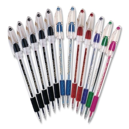 Pentel R.S.V.P. Ballpoint Pen, Stick, Medium 1 mm, Assorted Ink and Barrel Colors, 12PK BK91PC12M-R1
