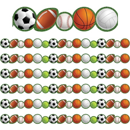 Teacher Created Resources Sports Die-Cut Border Trim, 35 Feet Per Pack, 6PK TCR5596
