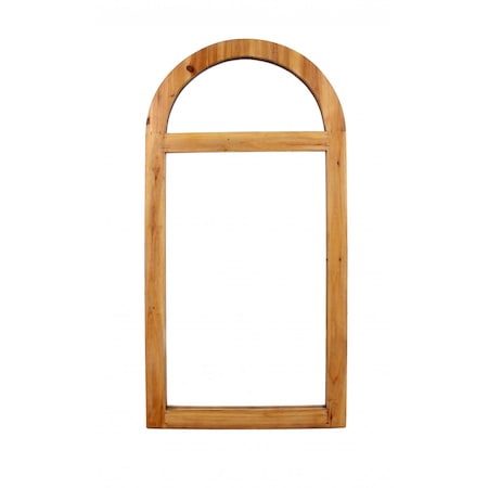 Homeroots 24" Brown Wood Arch Framed Accent Mirror 274520