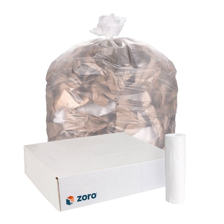 Zoro Trash Bags 55 gal, 36"x58", Clear, PK100 1GG523