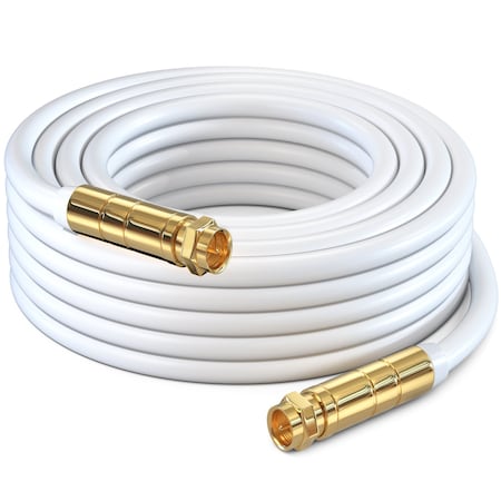 Maximm 25ft RG6 Quad Shielded Coaxial Cable, Non-Oxygen Copper, White RG6-25-STS-WH
