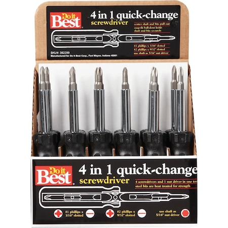 Do It Best 4-in-1 Multi-Bit Screwdriver 382299