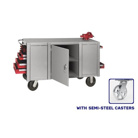 Pucel Mobile Maintenance Center Bench, 60 in W x 38 1/2 in H x 28 1/2 in D, Gray MTC-60S