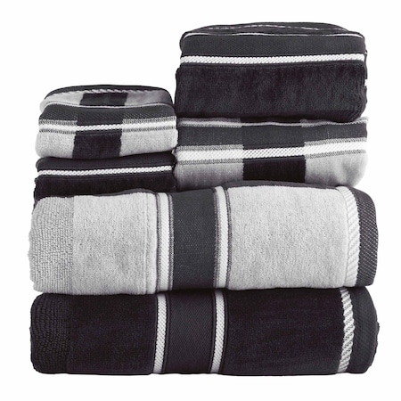 Lavish Home 6PC Bathroom Towels Set 100% Cotton Bathroom Accessories Soft Towel Set for Shower, Gym, Dorm, Spa 67-0023-CH