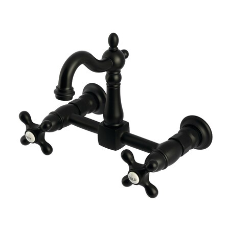 Kingston Brass Two-Handle Wall Mount Bridge Kitchen Faucet, Matte Black KS2440AX