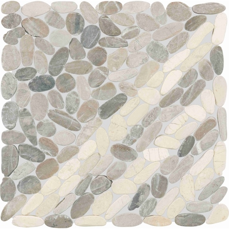 Daltile Pebble Oasis Natural Stone Striped Pebble Mosaic 11in x 11in in Tumbled Coal, 11PK PB33STRPPBLMSTM