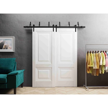 Sartodoors Sliding Closet Barn Bypass Doors 36 x 80in, Lucia 8831 White Silk, Sturdy 6.6ft Rails LUCIA8831BBB-WS-36