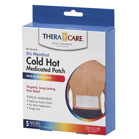 Veridian Healthcare Medicated Patch, Cold & Hot, 5% Menthol, 5PK 71101095305