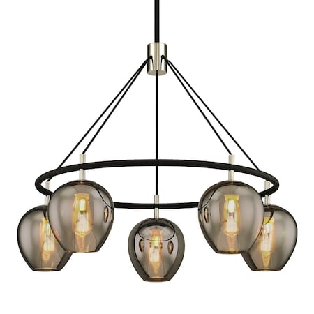 Troy Lighting Iliad 5 Light Chandelier 35.25 In. Carbide Blk & Pol Nickel F6215-TBK/PN