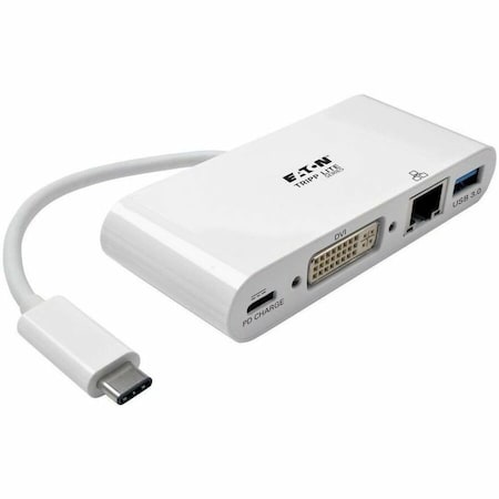 Tripp Lite USB C TO DVI MULTIPORT VIDEO ADAPTER CONVERTER 1080P W/ USB-A HUB, USB-C PD CHAR U444-06N-DGU-C