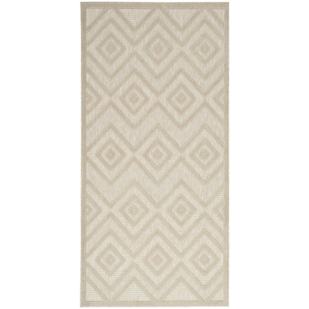 Homeroots 2' X 4' Cream And Beige Geometric Indoor Outdoor Area Rug 573848