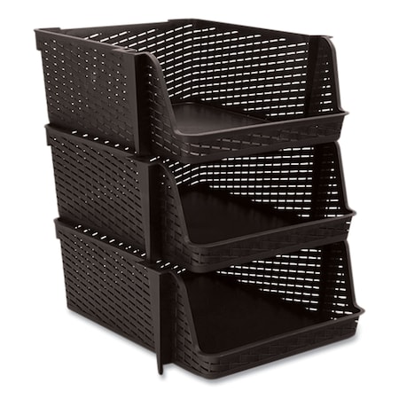 Advantus Nest and Stack Open Lid Storage Bin, 13.5in x 15in x 8.5in, Black, 3PK 39221