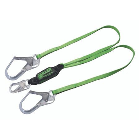 Miller Double Leg Web Lanyard with SofStop Energy Absorber, Locking Snap Hook and Locking Rebar Hook 8798TR-Z7/6FTGN