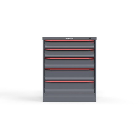 Strong Hold 5 drawer cabinet - (2x 4ft, 1x 5ft, 2x 6ft) - Red accents - Keyed Alike S3036-PPAAS-0505DS