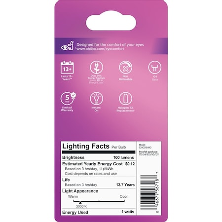 Signify 1W Clear T3 Bi-Pin LED Landscape Low Voltage Light Bulb 567180