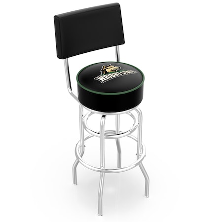 Holland Bar Stool Co 30" Chrome 2-Ring Wright State Swivel Bar Stool, Back L7C430WrtStU