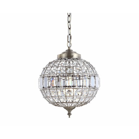 Jonathan Y Georgina 12" Crystal/Metal LED Pendant, Antique Brass JYL6110A