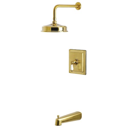 Kingston Brass Single-Handle Pressure Balanced Tub and Shower Faucet, Brushed Brass KB5897PL