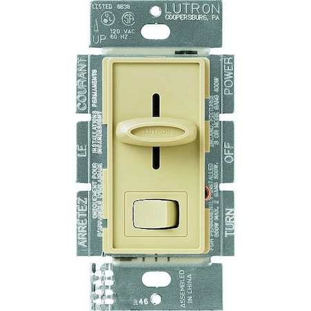 Lutron Lighting Dimmer, Slide, 1-Pole, Rocker, 120V S-10PH-IV