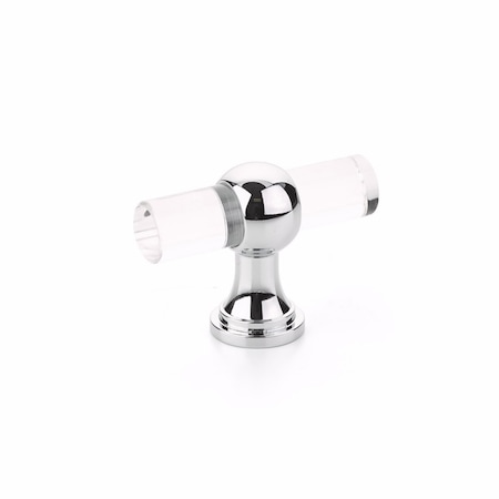 Schaub Lumiere Transitional Cabinet T Knob Acrylic Polished Chrome Finish 411-26