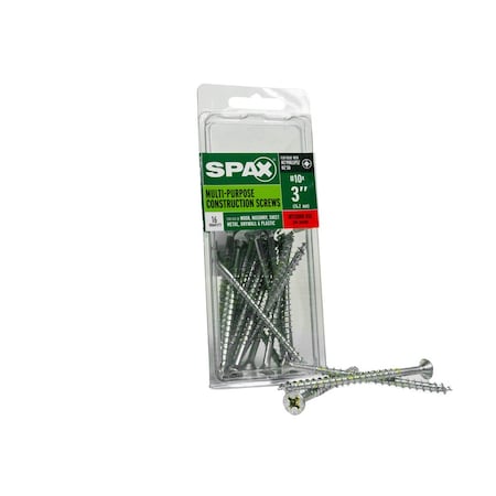 Spax #10 x 3 in Interior Wood Screws Construction Flat Head Phillips Square Unidrive, 16PK 4101010500752