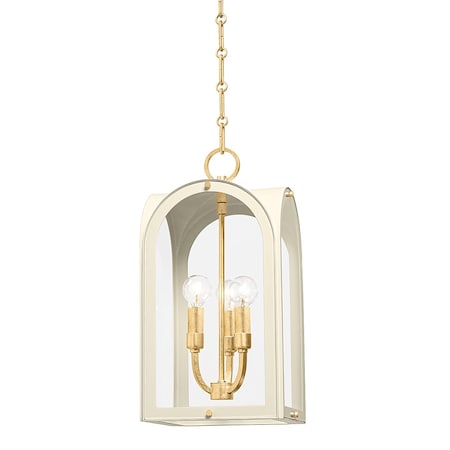 Hudson Valley Lighting Lincroft 3 Light Lantern 9 In. Vintage Gold Leaf/Soft Sand 6610-VGL/SSD