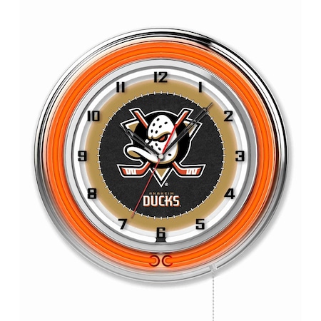 Holland Bar Stool Co Anaheim Ducks Double Neon 19" Clock, NHL Clk19AnaDks