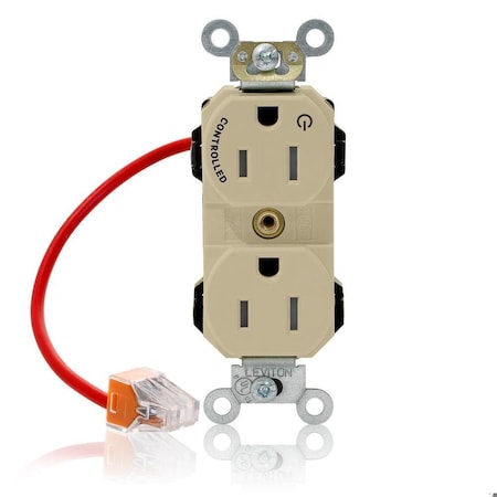 Leviton Straight Blade Receptacle, 5-15R, 15 A, 125V AC, Flush Mount, Self-Grounded M5262-1CI
