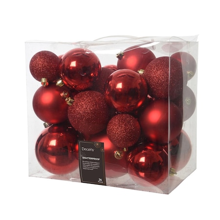 Decoris Red Assorted Shatterproof Ornaments 9020741