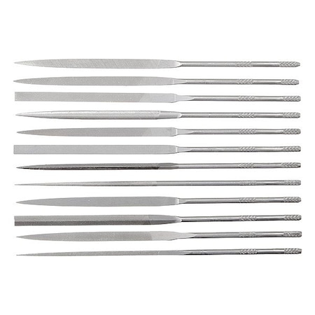 Crescent Nicholson File Set, 12PC, 5.5 in, Needle, Cut 4, Pouch 37404