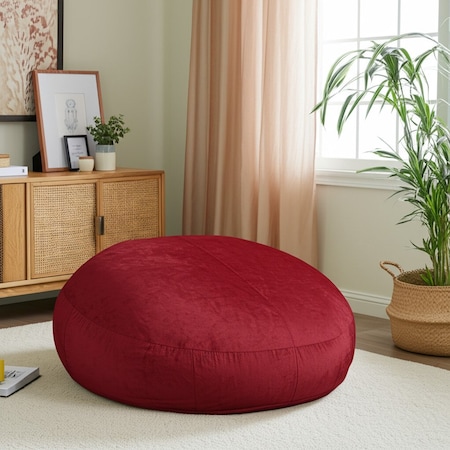 Homeroots 72" Cinnabar Microsuede Bean Bag Chair 546902