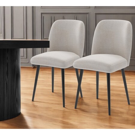 Homeroots Set of Two Beige And Black Upholstered Fabric Dining Side Chairs 564814