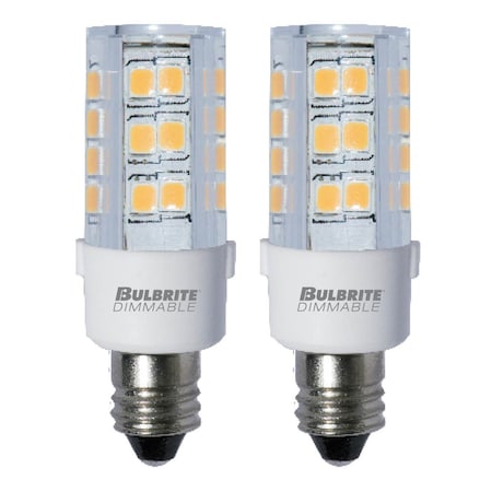 Bulbrite 35-Watt Equivalent T4 Dimmable Mini-Candelabra LED Light Bulb Warm White Light, 2PK 861527
