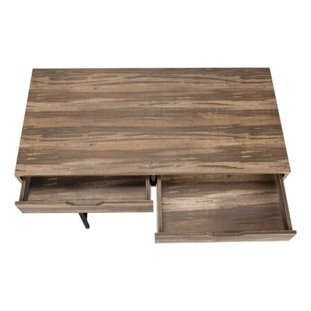 Homeroots 47" Brown and Black Wood and Metal H-Shape Computer Desk With Two Drawers 489999