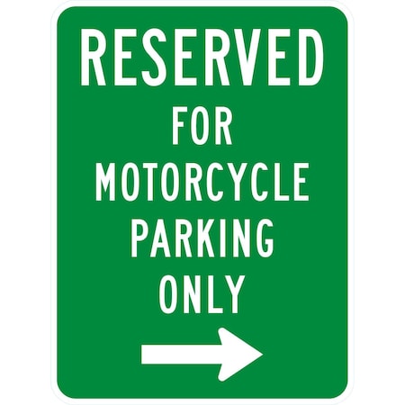 Lyle Reserved For Motorcycle Parking Only ---->, 18x24, Non-Reflective, Green G-10863-NA_18x24