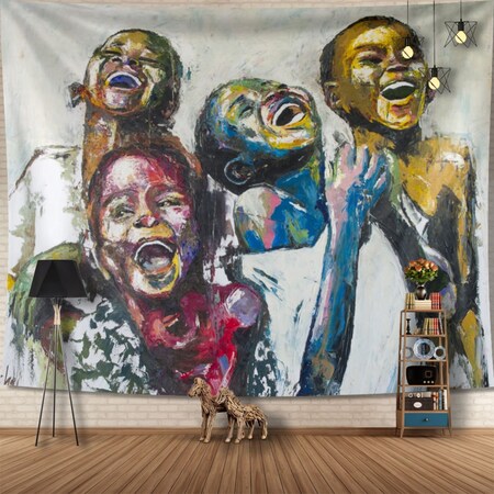 Homeroots Julio Happy Kids Unframed Tapestry Wall Art 490138