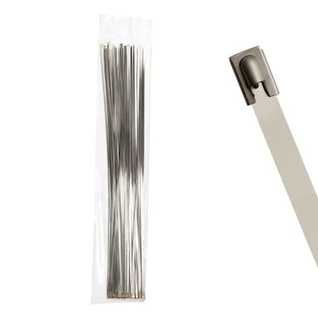Cable Ties Unlimited Cable Tie, 33 in L, 150 lb Strength, 9.9 in Max Bundle Dia, 316 Stainless Steel, Silver, 100PK SSP33-LD