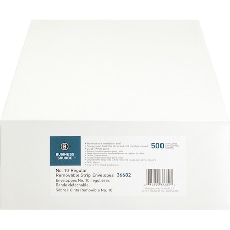 Business Source Business Envelope, 9 1/2"W, 4 1/8"H, PK500 BSN36682