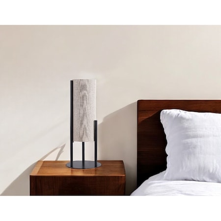 Homeroots 22" Black Metal Bedside Lamp With Beige Cylinder Shade 568838