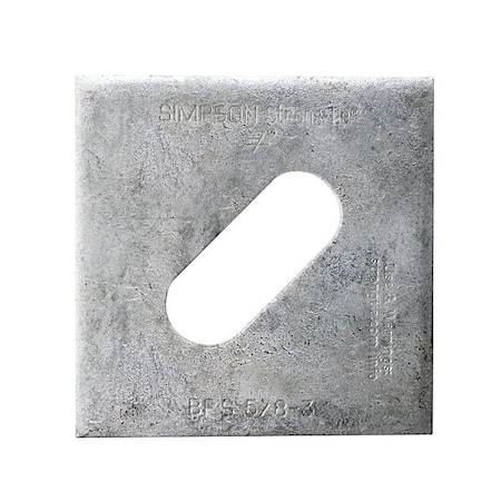 Simpson Strong-Tie BP Series Bearing Plate, 3 in L x 3 in W Dimensions, 3 ga, Steel, Hot-Dipped Galvanized BPS 5/8-3HDG