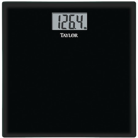 Taylor 75584192B Bathroom Scale, 400 lb Capacity, LCD Display, Black, 1363 in OAW, 1363 in OAD 755841932B
