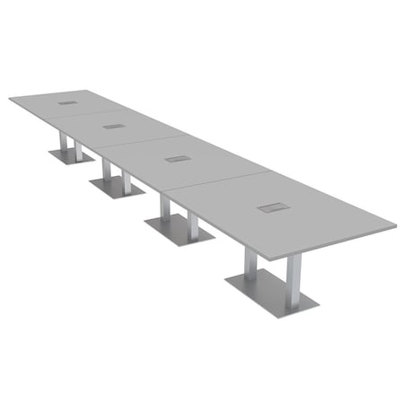 Skutchi Designs Rectangle Conference Table With Power Unit, 48 in W, 264 in L, Grey HAR-REC-48X264-DOU-U779-ESIL