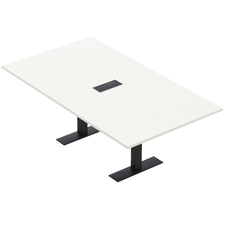 Skutchi Designs 7ft Conference Table With Power Unit | 6 Person Modular Rectangular Meeting Table | Harmony Series HAR-REC-48x84-T.BK-W960-EBLK