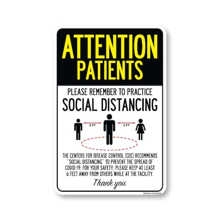 Signmission Public Safety Sign, Patients Practice Social Distancing, 10in X 7in Decal, OS-NS-D-710-25399 OS-NS-D-710-25399