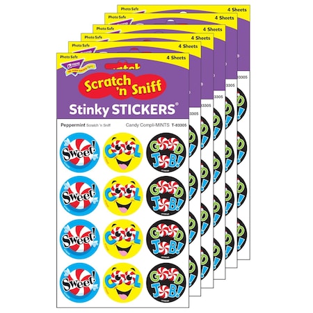 Trend Candy Compli-MINTS/Peppermint Stinky Stickers, 48-Piece Set, 6PK T83305
