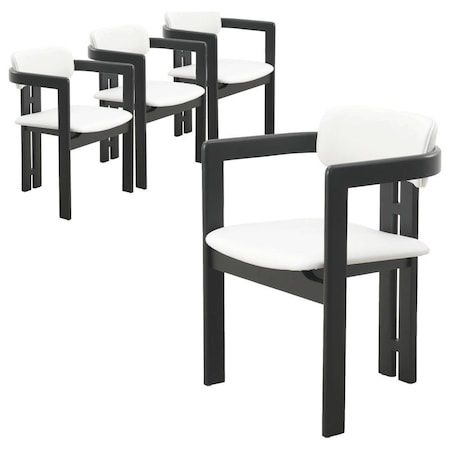 Leisuremod Velo Modern Dining Chair in Black Wood with Off White Seat, 4PK VCBL-51OW4