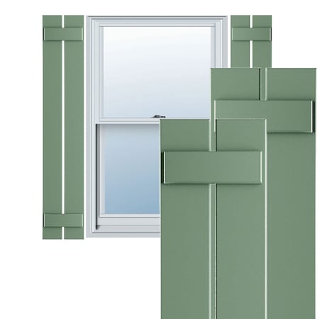 Ekena Millwork True Fit PVC, Two Board Spaced Board-n-Batten Shutters, Track Green, 11 1/4W x 48H, PR TFP101SBF11X048TG