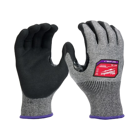 Milwaukee Tool Cut Protection Dipped Gloves, Cut Level A7 , Dipped , Nitrile , Rough , X-Large 1 PR 48-73-7013