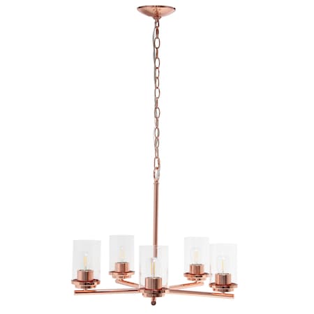 Homeroots Rose Gold Chandelier Iron Ceiling Light With Clear Shades 651657